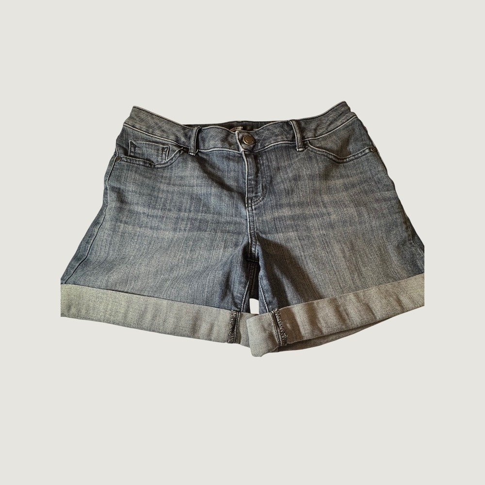 Simply Vera Vera Wang Womens Denim Cuffed Shorts Blue Size 4 Medium Wash Casual